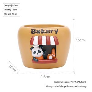 Dessin animé mignon animal de compagnie résine charnu petit Pot de fleur créatif numérique Micro paysage pour la maison balcon plante verte jardinage - Product Image 6