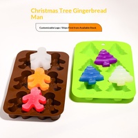 Moule en silicone de Noël facile à démouler, compatible congélateur, pour sapin de Noël, homme en pain d'épices, gâteau, chocolat, gelée, biscuits