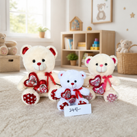 Ensemble de 3 ours en peluche personnalisés en gros, tailles variées, avec décor double cœur, ours blanc et crème mignons pour cadeau d'enfant