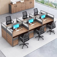 Poste de travail de bureau en forme de L en bois pliable moderne avec cloison, bureau modulaire ergonomique pour espace de travail de 4 personnes