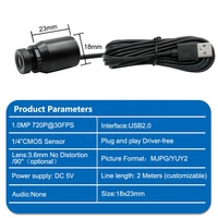 Caméra Micro USB 1/4" CMOS 1.0MP à Vente Directe d'Usine, Résolution 1280*720, Objectif Bullet Industriel 18mm Sans Distorsion