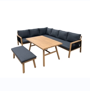 ชุดโซฟามุมสวนอลูมิเนียมพร้อมเบาะหนาชุดโซฟาแบบแบ่งมุมมีโครงสีขาวสำหรับลานภายในโรงแรมทนทาน - Product Image 6