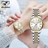 Montre mécanique étanche Jsdun 8939, date automatique, acier inoxydable, montre de luxe, montre à aiguilles, diamant, luminescente, montres pour femmes