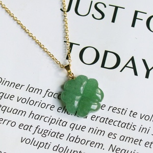 도매 천연 원석 그린 아벤츄린 925 스털링 실버 크리스탈 네잎클로버 목걸이 펜던트 - Product Image 2