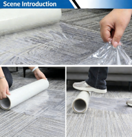 Film plastique transparent en PE imprimé sur mesure, facile à installer, résistant à l'humidité, pour surface de sol autocollante