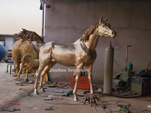 Sculpture de cheval en bronze arabe, grande taille de vie en plein air, antique - Product Image 5