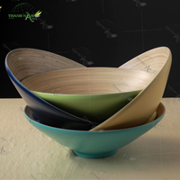 Ensemble de bols à ramen en bambou naturel, écologiques, design classique, pour la maison, pour les fêtes, diamètre 30 cm x hauteur 10 cm, utilisables au micro-ondes