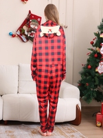 Pyjama combinaison thermique élégante à capuche imprimé cerf pour Noël 2026, avec fermeture éclair, pour parents et enfants, tenues de famille assorties