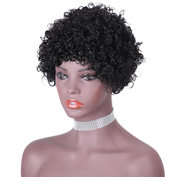 Perruque Courte Bouclée en Cheveux Humains Vierges HD Lace à Prix Abordable, avec Nœuds Blanchis, Faite à la Machine pour Femmes Noires