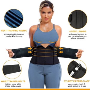 ウエストトレーナー女性用腹脂肪サウナ汗サポートおなかラップワークアウトベルトシェイパーバンドジッパー - Product Image 2
