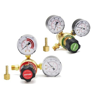 ชุดอุปกรณ์เชื่อมตัดแบบอเมริกันน้ำหนักเบา พร้อมเกจวัดออกซิเจนทองเหลือง CGA540 เกจวัดอะเซทิลีน CGA200 และตัวปรับแรงดันทองเหลืองทั้งหมด - Product Image 4