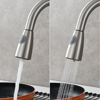Robinet de cuisine extractible en acier inoxydable brossé SUS304, mitigeur monocommande eau chaude et froide avec douchette à double fonction