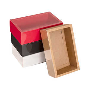Boîte à tiroir coulissant en papier avec fenêtre transparente en PVC, multicolore, pour bijoux, bracelets, cosmétiques, petits cadeaux, emballage en gros - Product Image 1