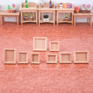 Support photo pour maison de poupée, cadre miniature en <span class=keywords><strong>bois</strong></span> massif, ornements en <span class=keywords><strong>bois</strong></span>, mini cadre DIY - Product Image 1