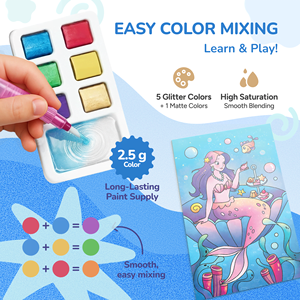 كتاب رسم وتلوين مائي محمول من جويكات، الأكثر مبيعًا، مع لوحة ألوان مائية ومجموعة أدوات رسم - Product Image 3