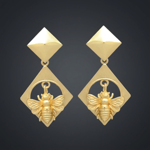 Boucles d'oreilles pendantes en laiton faites à la main, plaquées or, ethniques, avec pierres précieuses, pour soirée tendance - Product Image 2