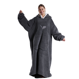 Factory Custom Oversized <strong>Long</strong> Wearable Sherpa Flannel Fleece TV Cuddle <strong>Snuggle</strong> Blanket with Sleeves <strong>Hoodie</strong> Christmas Gifts Women - Product Image 4