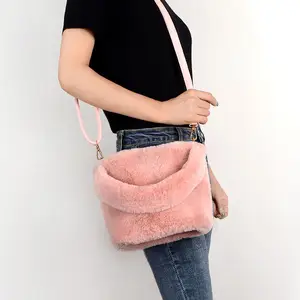 Bolsa de sacola de pele falsa feminina, sacola macia da moda 2019