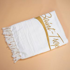 First Quality <b>Turkish</b> Beach <b>Towel</b> 100% Cotton Embroidered Quick Dry High Absorbent Sand Free Tassel Solid Color Blanket <b>Towel</b> - Product Image 2