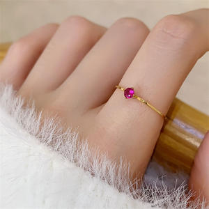 Anillo de compromiso de acero inoxidable minimalista delicado pequeño diamante apilable Simple oro fino pequeño CZ piedra solitario anillo de compromiso - Product Image 6