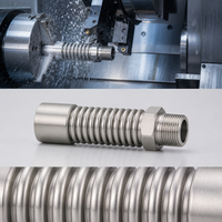 Raccord de tube ondulé brossé en acier inoxydable 304 usiné CNC de précision, fileté selon spécification