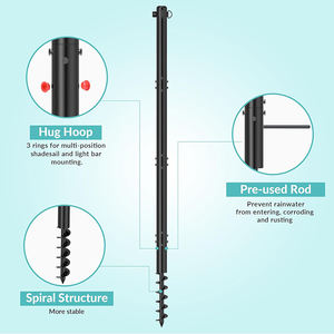 JH-Mech Poste de Metal de Alta Resistencia con Abrazadera en D <span class=keywords><strong>para</strong></span> Parasol <span class=keywords><strong>Vela</strong></span> Cadena de Luz Paquete de 2 10 Pies de Metal Parasol <span class=keywords><strong>Vela</strong></span> Poste - Product Image 2