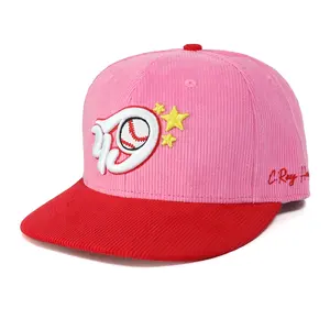 Fashion Custom cap High Quality 6 Panel Flat Brim pink red snapback Cap custom 3d Embroidery logo Snapback Hat