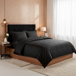 Elegante Juego de Funda Nórdica Doble de Satén de Algodón Negro, Incluye 4 Piezas para Cama King/Twin, Edredón para el Hogar, Boda, Patrón Tejido, Cálido - Product Image 3