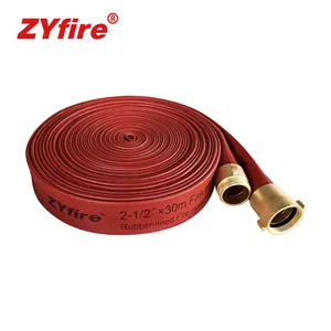 ZYfire Fire Fighting Equipment Alta qualidade flexível e macia borracha plana água fogo mangueira para descarga de água