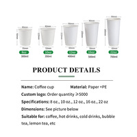 Gobelets en papier jetables écologiques à double paroi pour boissons chaudes/froides, personnalisables avec logo (couleurs personnalisées) pour Bubble Tea – Vente en gros