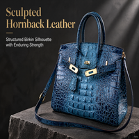 Sac à main en cuir véritable pour femme 2025, motif crocodile, doublure PU, deux anses, style rétro européen, design simple et luxueux, boucle