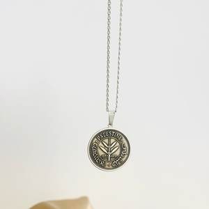 Collier pièce de monnaie palestinienne <span class=keywords><strong>bijoux</strong></span> pièce de monnaie en acier inoxydable 316l PVD plaqué <span class=keywords><strong>or</strong></span> 18 carats étanche 50 mil collier <span class=keywords><strong>histoire</strong></span> de la Palestine - Product Image 1