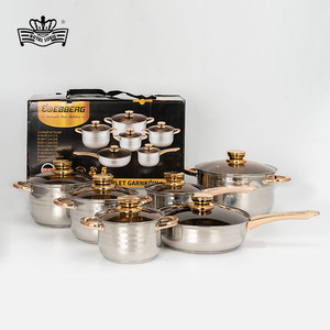 Hoàng gia Louis 12-Mảnh thép không gỉ cảm ứng <span class=keywords><strong>Cookware</strong></span> <span class=keywords><strong>Set</strong></span> stockpot chậu và chảo gas cảm ứng tương thích Nhà Bếp thiết lập - Product Image 1