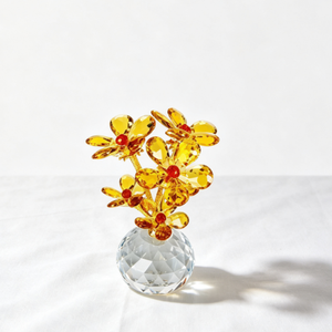 Ornement floral en cristal multicolore avec base en diamant, vente en gros d'usine, gravure personnalisée, figurine de bouquet de fleurs en cristal - Product Image 2