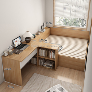 Custom Affordable Studio Apartment Bedroom Sets Low Cost Modern Wooden Bed with <b>Desk</b> Storage & Wardrobe for <b>Small</b> Rooms - Product Image 5