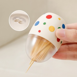 Practical Cartoon Egg-shaped Plastic Mini Shape <b>Fridge</b> Toothpick Dispenser With Magnet for Home Restaurant Use - Product Image 1