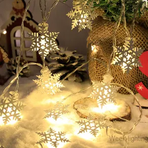 2/5/10M LED Snowflake String Fairy Lights Garland Christmas Tree New Year Room Valentine's Day Decoration Lighys USB Battery