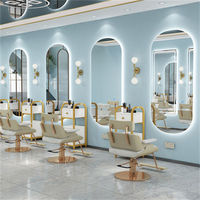 Grand miroir ovale moderne à LED avec cadre en alliage d'aluminium doré, éclairage LED, miroir pleine longueur, température de couleur réglable