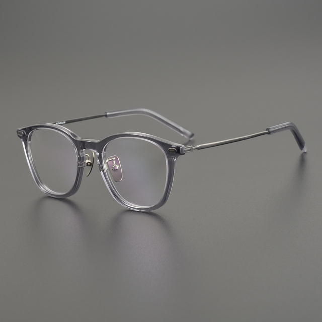Customizable Fashionable Large-frame Transparent Titanium Glasses Frames with High-quality Acetate Optical Eyeglass Frames