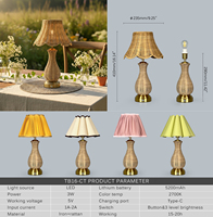 Lampe de chevet moderne en rotin style Wabi-sabi, flexible, rechargeable, à LED, pour décoration artistique, chambre et bureau