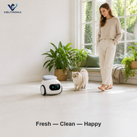 Robot interactif pour animaux de compagnie, adorable compagnon robot en forme de poire avec des yeux lumineux et une caméra, jouet roulant pour chats et chiens