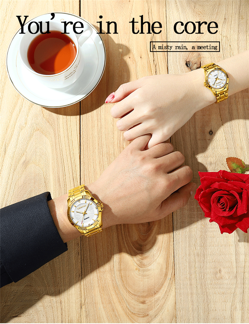 Chenxi 050A Stainless Steel Band Gold Man Quartz Watch