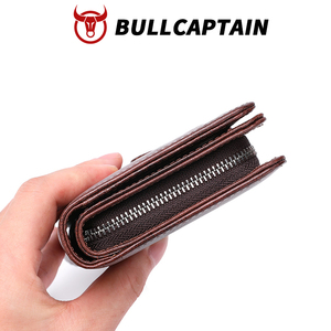For Men's Short <b>Wallet</b> <b>RFID</b> <b>Blocking</b> Fashionable European American Style Retro Handbag Multi Card Zipper Buckle Letter - Product Image 5