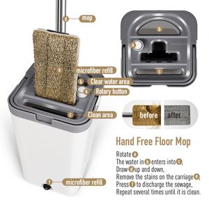 Cleaning Flat <b>Mop</b> Household Cleaning Tools Microfiber Floor Dust <b>Mop</b> With Bucket - Product Image 3