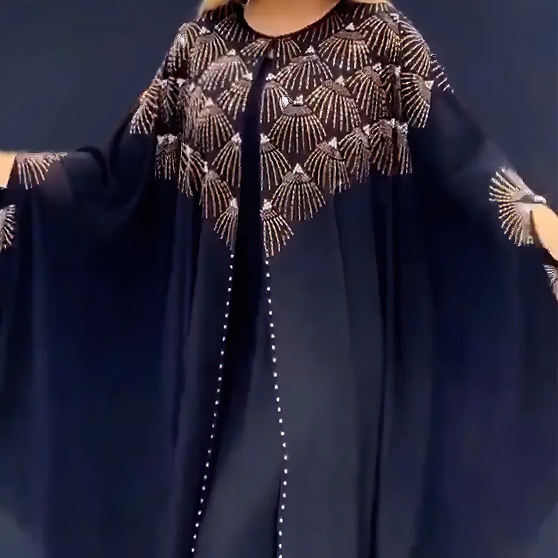 Gaun bermanik tugas berat sifon pakaian Muslim tradisional & Aksesori payung longgar Pakistan Burqa