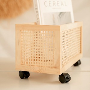 Panier de rangement rectangulaire en bois massif avec roulettes pour bureau et salon, boîte de rangement écologique en pin, grande taille - Product Image 3