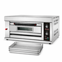 Oven Roti Listrik Komersial Satu Dek 1/2/3 Loyang Baja Anti Karat untuk Pizza dan Roti