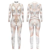 Costume de robot pour enfants pour Halloween, combinaison moulante à impression numérique 3D, armure de machine, combinaison intégrale