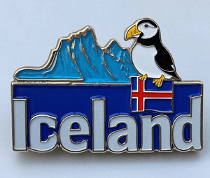 Broches en métal touristiques imprimées peintes d'oiseaux de drapeau islandais exquis personnalisés en gros - Product Image 6