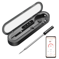Thermomètre de cuisine numérique Bluetooth rechargeable Thermomètre domestique intelligent étanche pour la température de la viande en métal